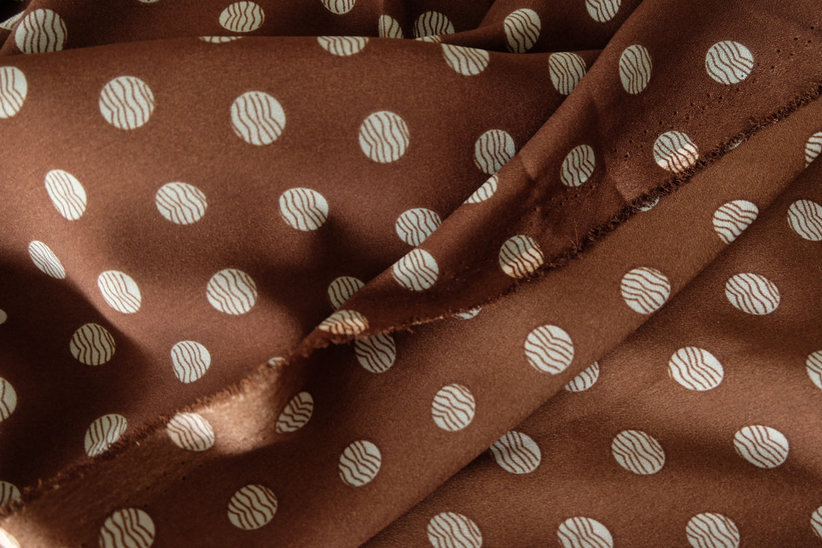 Chocolate Brown Textured Polka Dot Chiffon – 3.3 yd