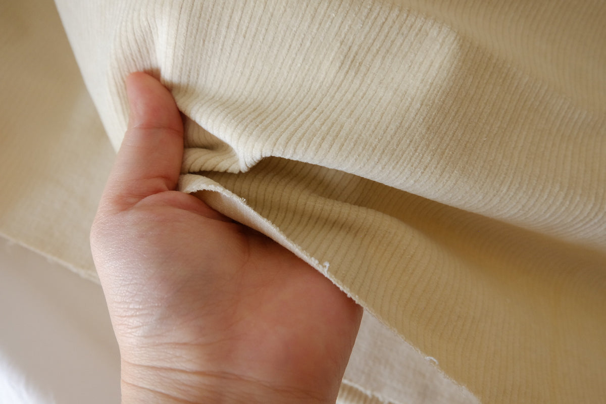 Soft Vanilla Cream Cotton Corduroy Fabric | 2.2 Yards