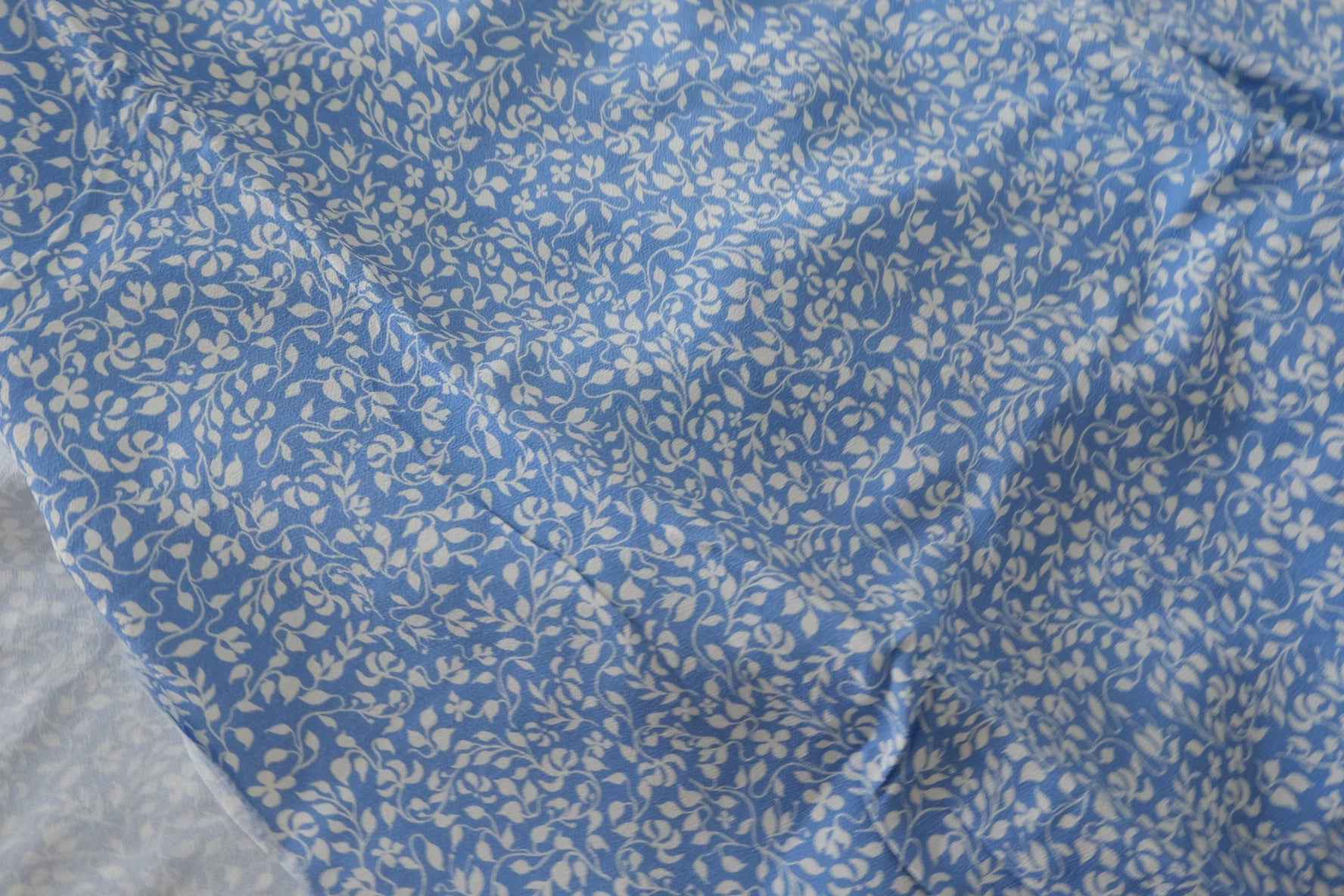 Blue Vine Print Designer Deadstock Rayon Fabric – 3.3 yd