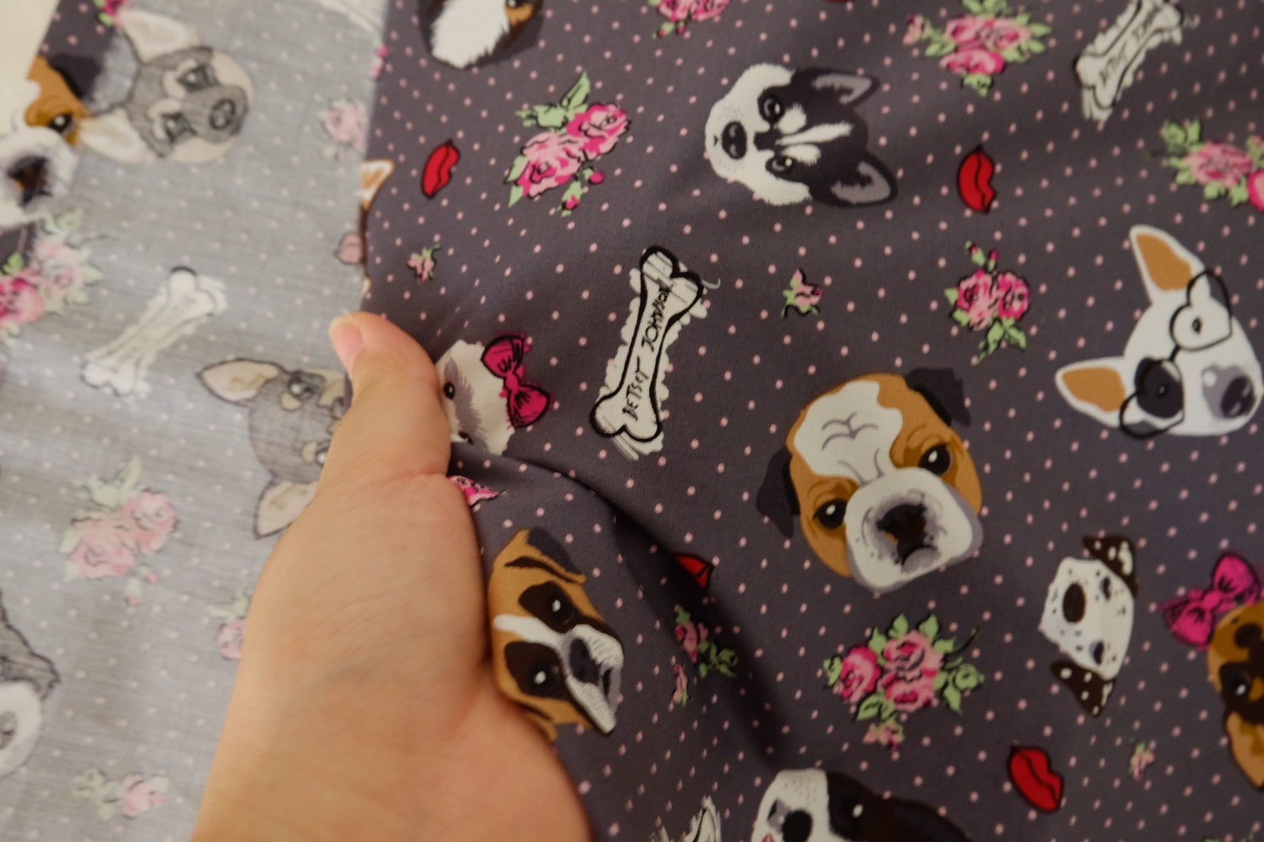 Vintage Puppy Garden Cotton Poplin Fabric – High Thread Count Cotton Print – 2.2 yd