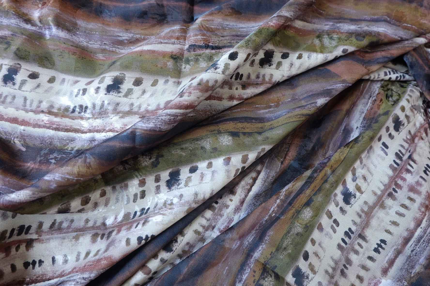 Earth-Tone Jacquard Satin Tencel Rayon Fabric - 2.35 yd