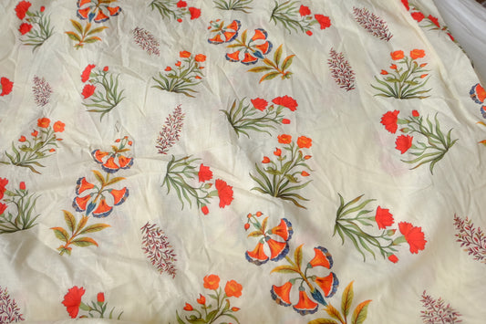Botanical Linen Cotton Print, 1.97 Yards