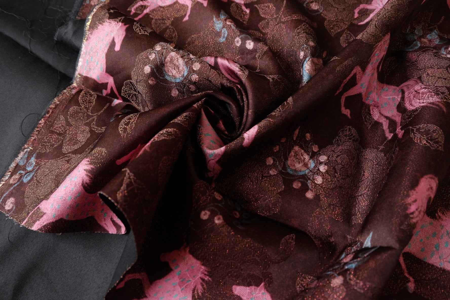 Dark Horse Jacquard Rayon Brocade Fabric - Per Meter