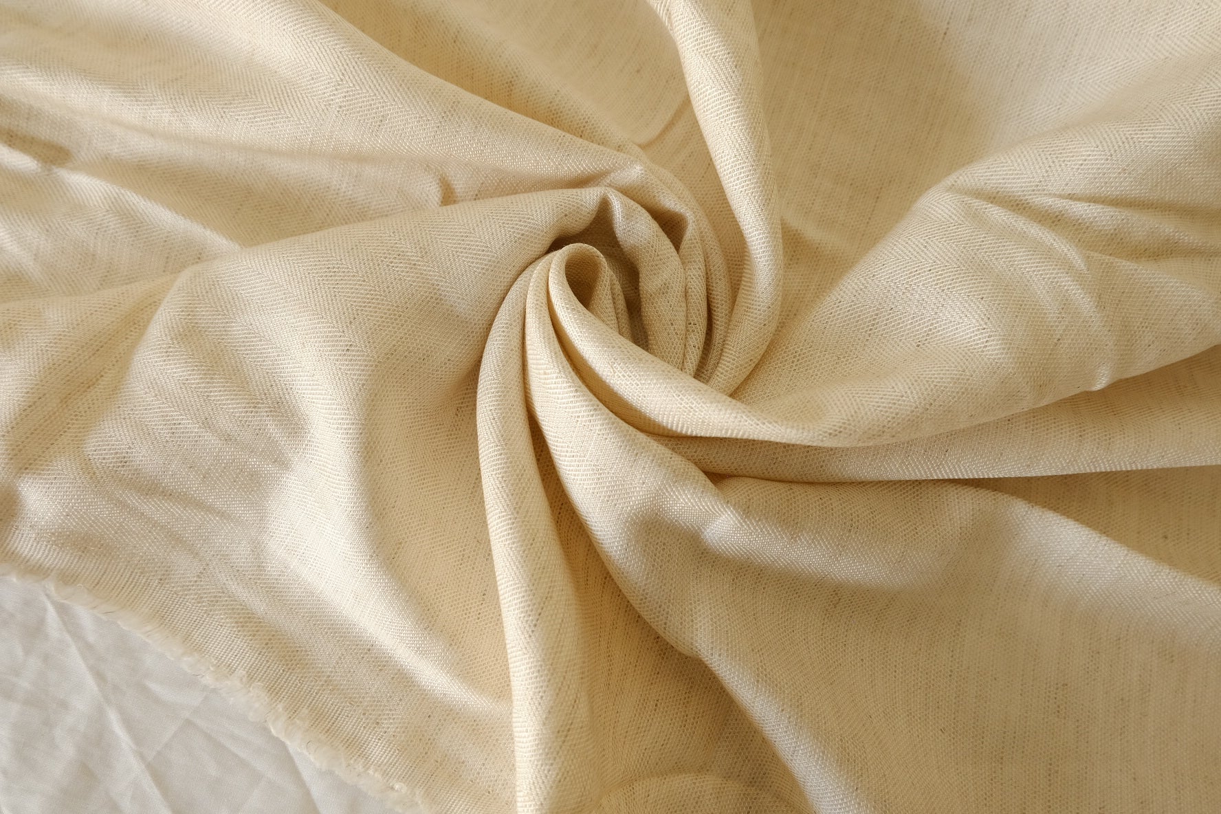 Natural Herringbone Textured Tencel Linen Blend Fabric – 2.19 yd Piece