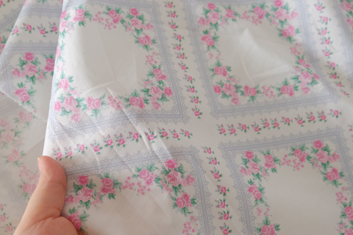 Pink Rose Frame Cotton Poplin – 1.6 yd