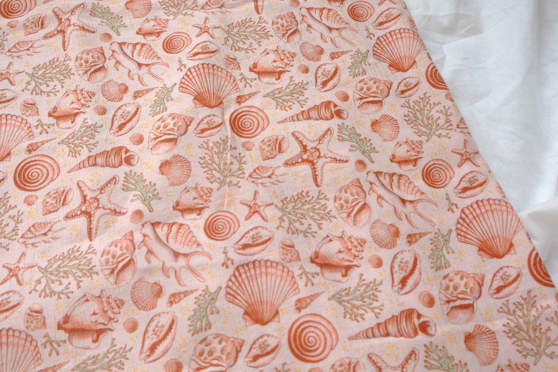 Coral Shell Tencel Cotton Fabric, Soft Textured Summer Dress Weight, 3.28 Yards