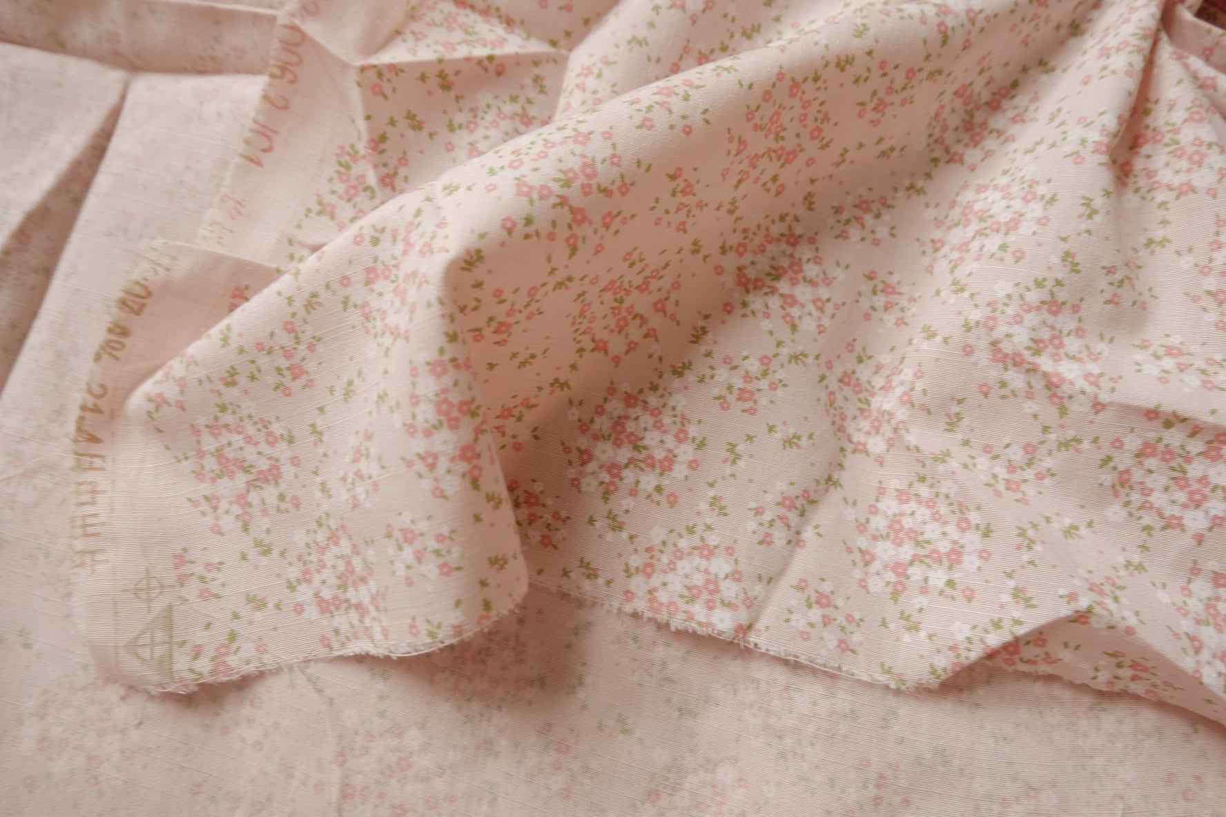 Pink Tiny Floral Cotton Fabric - 2.19 yd