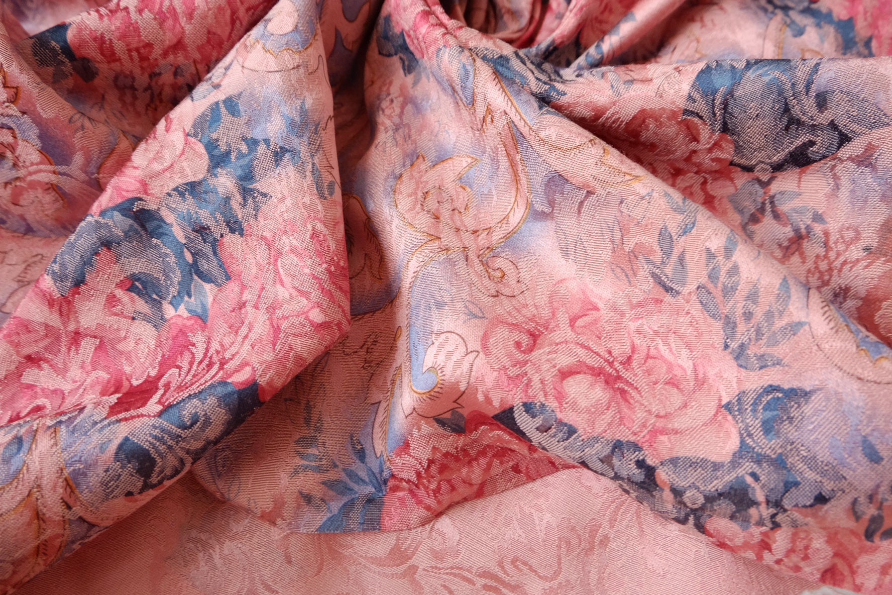 Rose Jacquard Brocade Satin Fabric - 2.35 yd