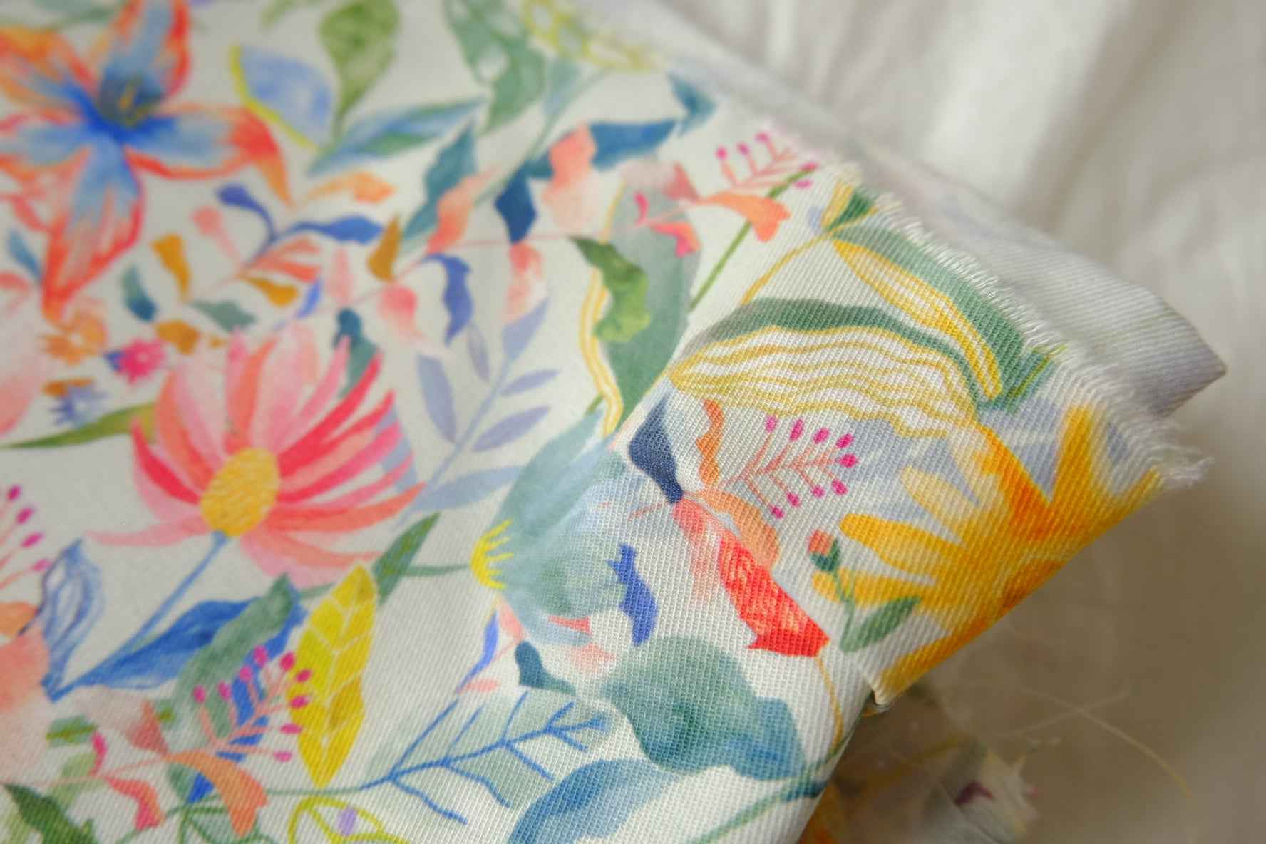 Colorful Floral Cotton Twill Fabric - 1.64 yd