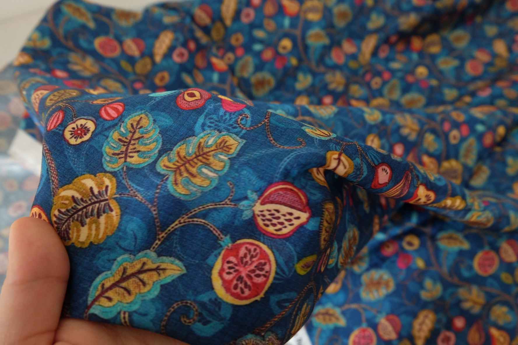 Fruit Vine Rayon Sateen Fabric – By the Meter