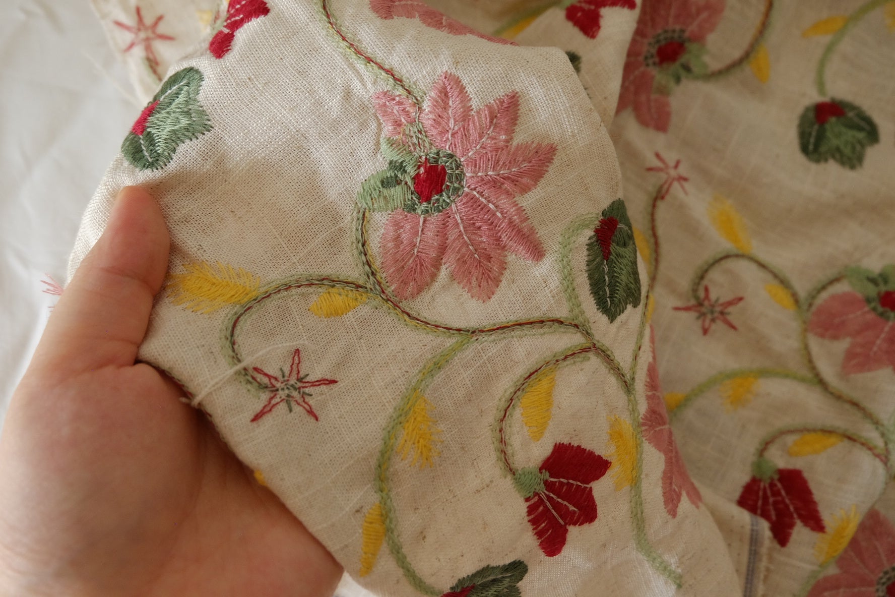 Garden Vine Embroidered Linen Cotton – 2.2 yd