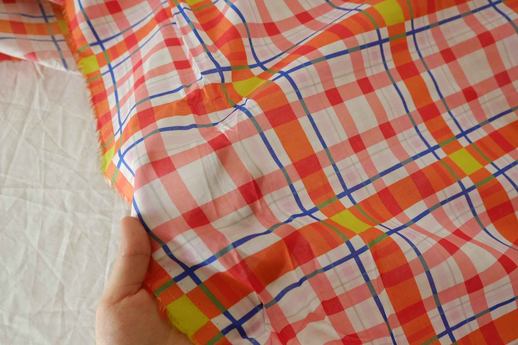 Bright Plaid 80s Cotton Poplin Fabric – 3.8 yd