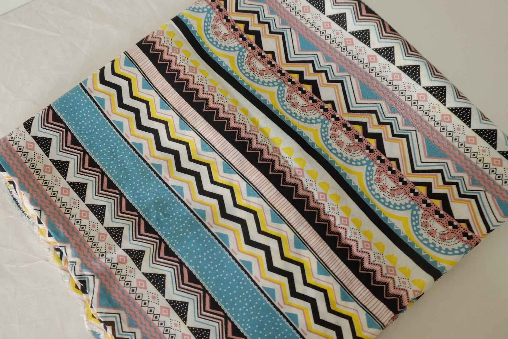 Geometric Stripe Linen Cotton Fabric – 1.7 yd