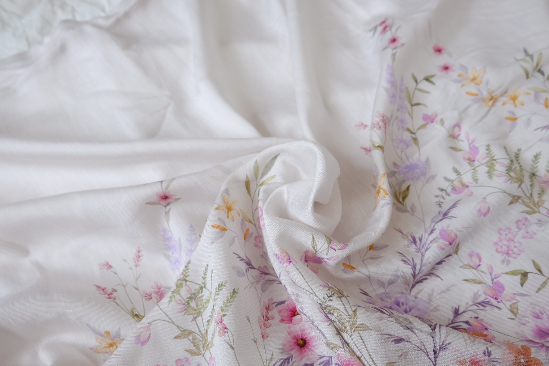 Double-Border Floral Tencel Linen Blend 3.8 Yards