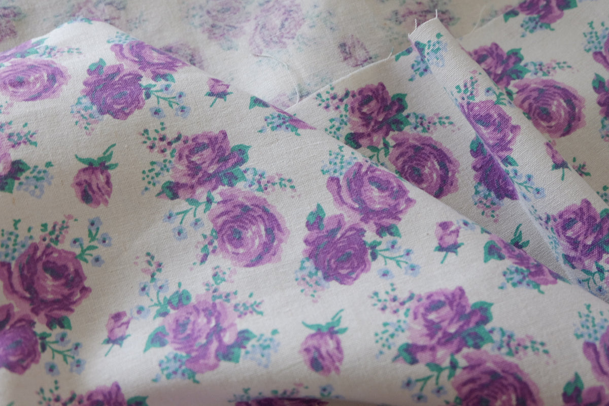 Dreamy Violet Rose Linen Cotton – 2.1 yd / 3.3 yd