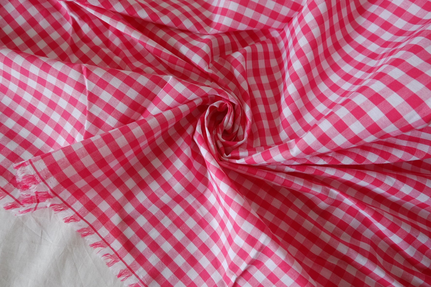 Hot Pink Gingham Yarn-Dyed Cotton Fabric – 2.19 yd