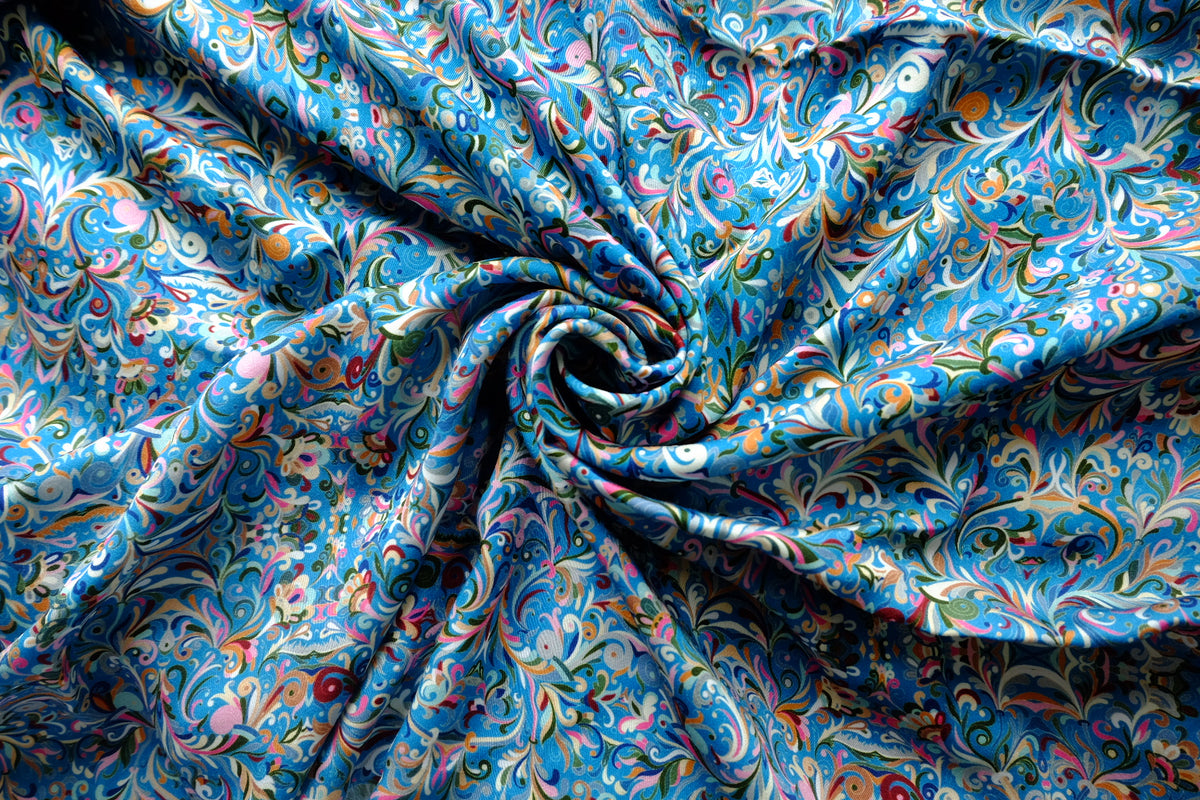 Blue Paisley Viscose Sateen – 3.3 yd