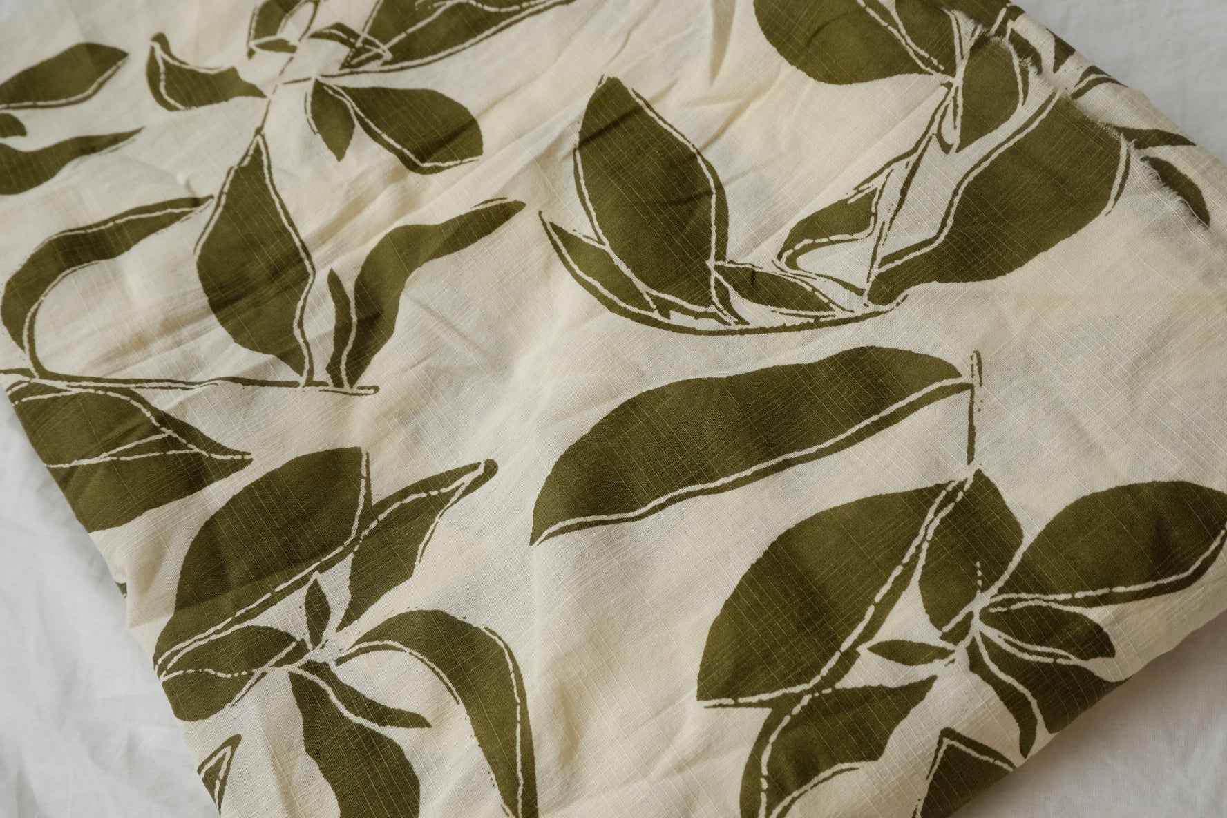 Olive Leaf Linen Cotton Fabric, Soft Lightweight Summer Weight for Blouses, 2.19 Yards