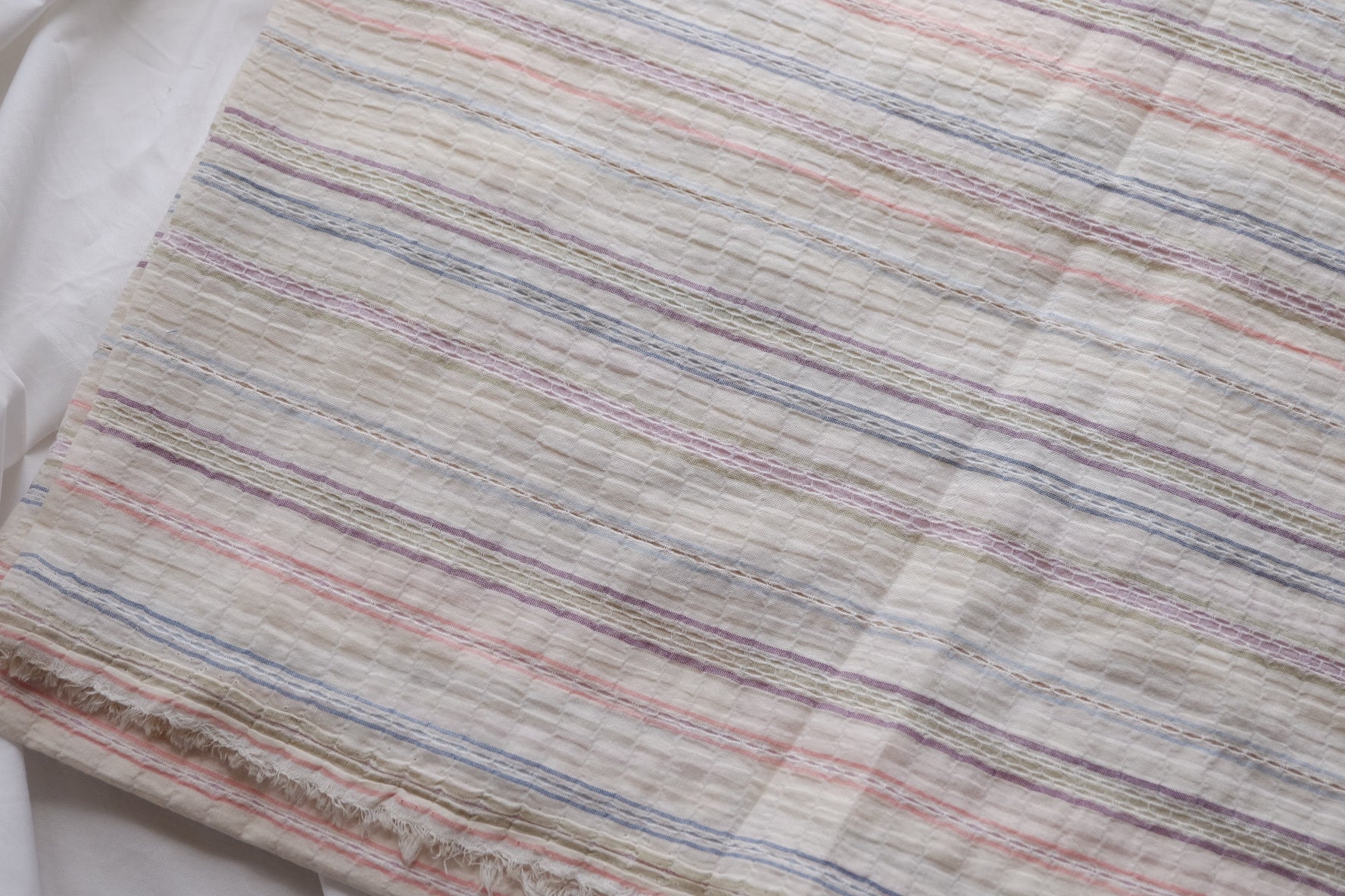 Pastel Stripe Crinkled Jacquard Cotton – 1.6 yd