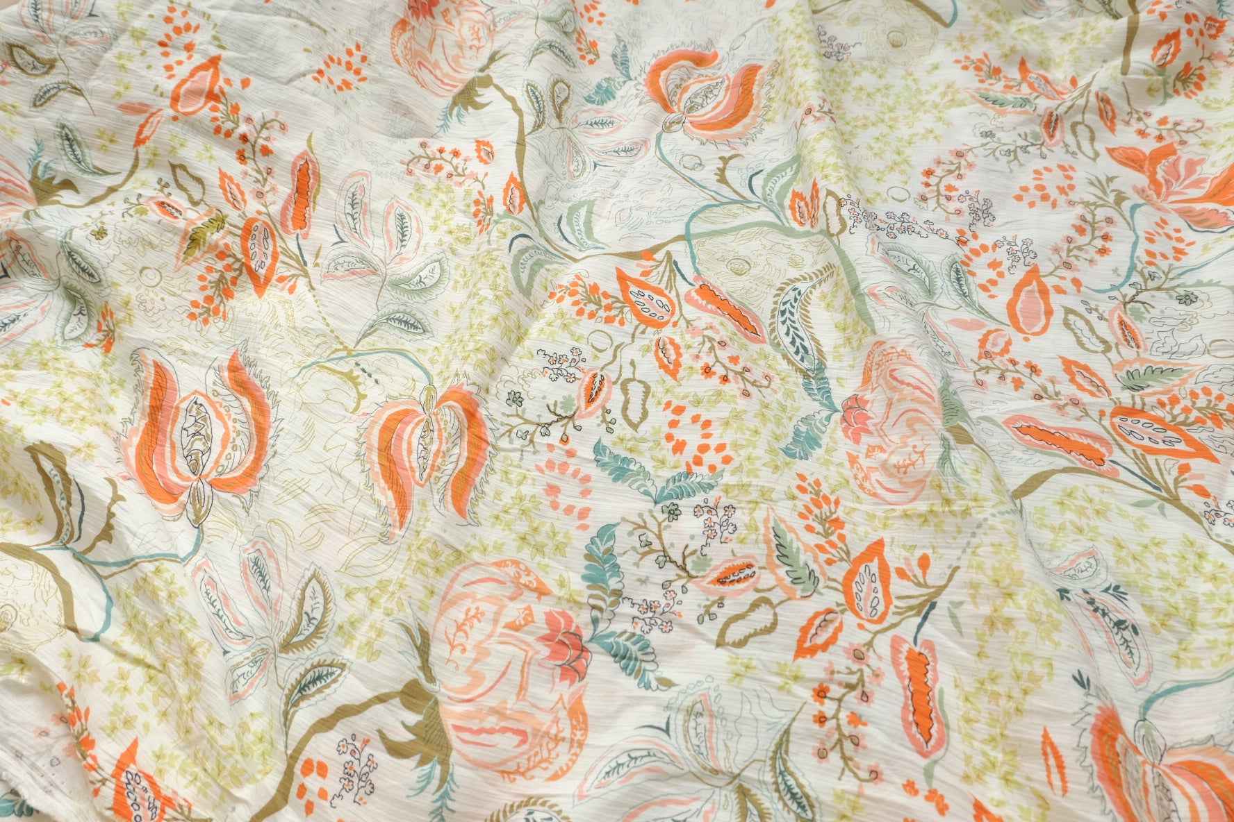 Textured Tencel Cotton Linen Floral Fabric, Airy Summer Dress Weight, 2.19 Yards