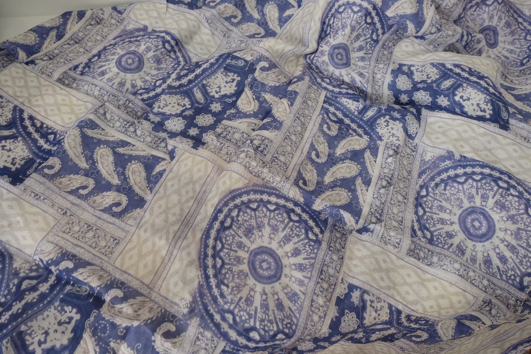 Blue Paisley Patchwork Ramie Fabric – 3.3 yd