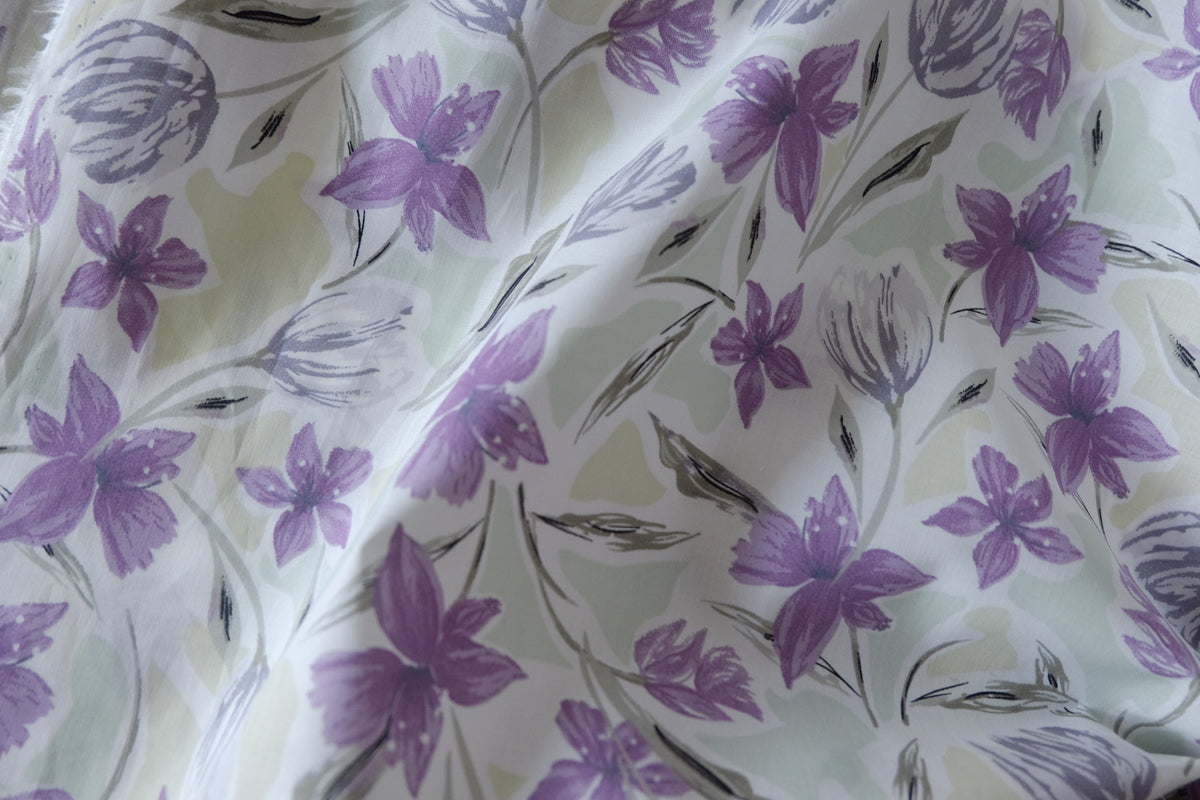 Lavender Tulip Garden Silky Cotton Poplin – 3.28 yd