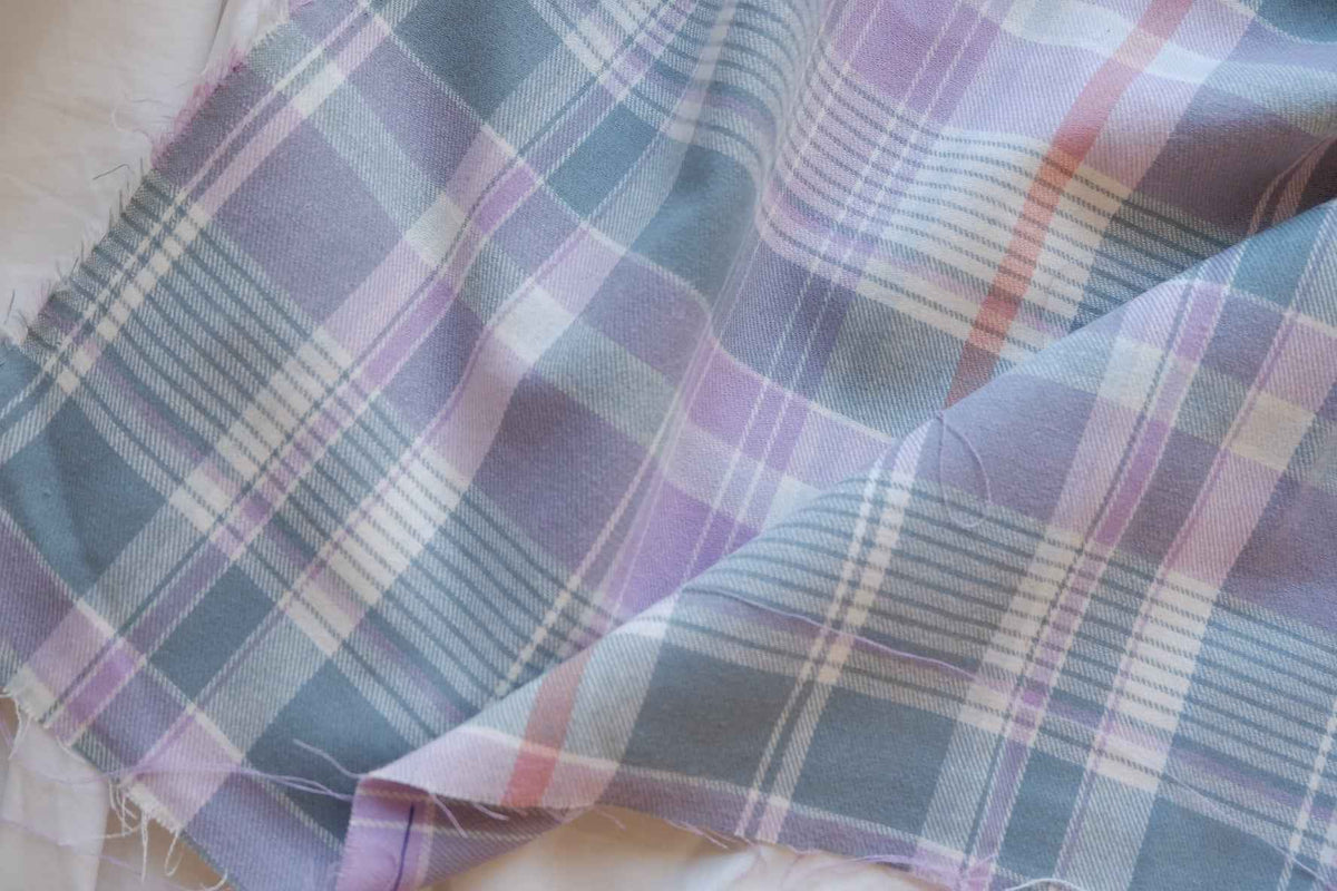 Lavender Mist Pastel Plaid Yarn-Dyed Cotton Fabric – 2.19 yd