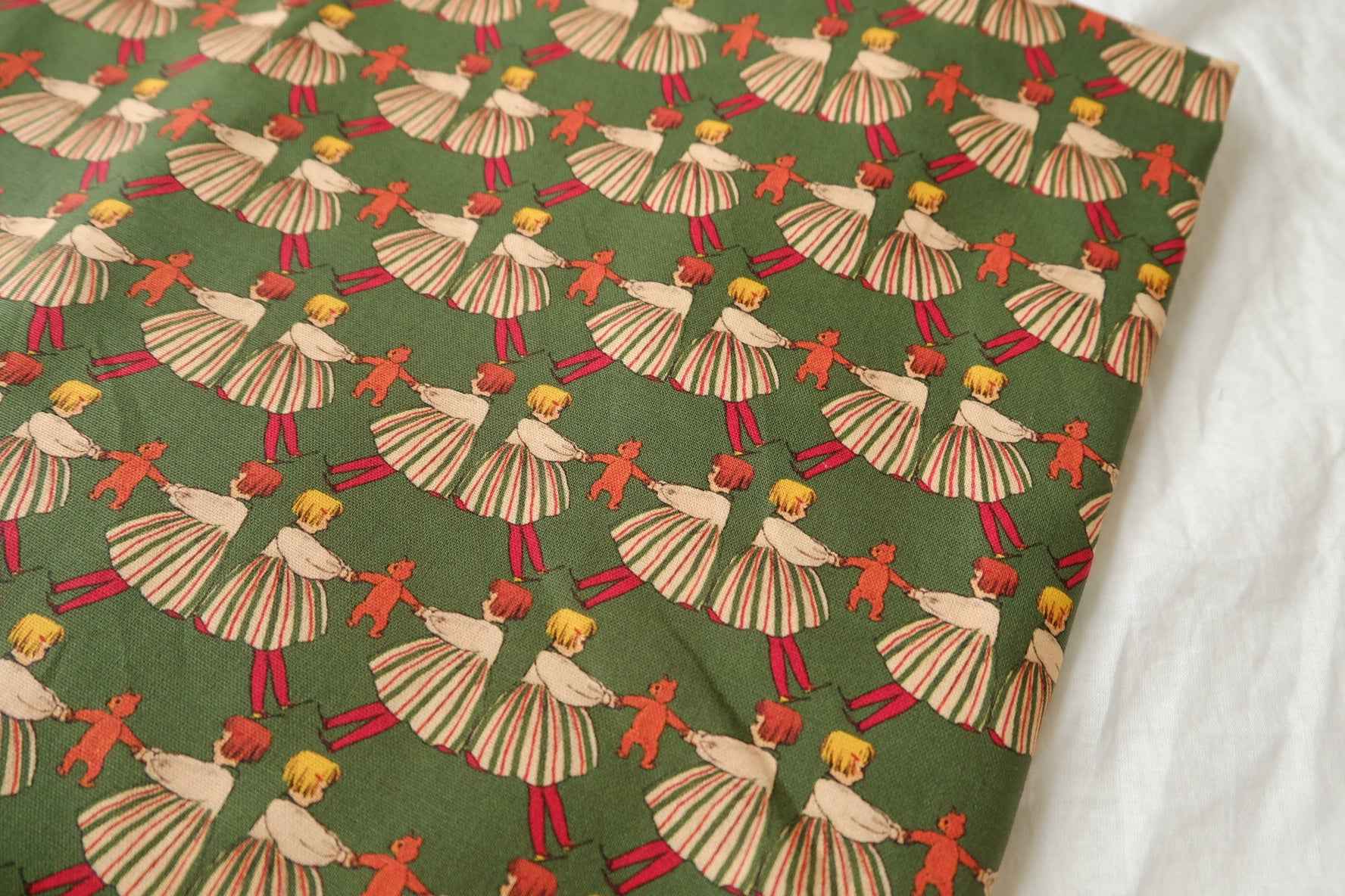 Storybook Girl Print Cotton Fabric — 2.19 yd Piece