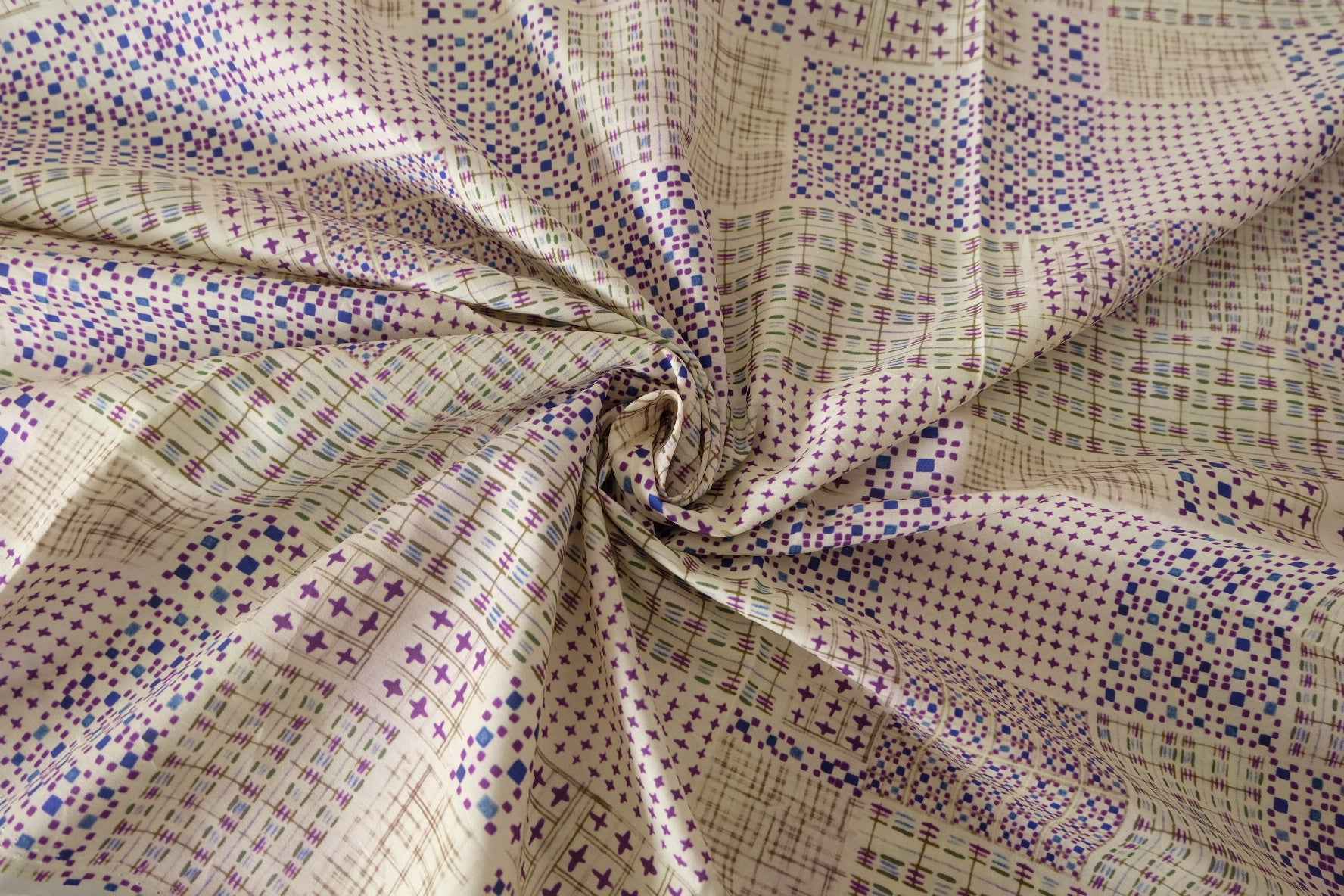 Purple Patchwork Print Cotton Poplin Fabric – 2.2 yd