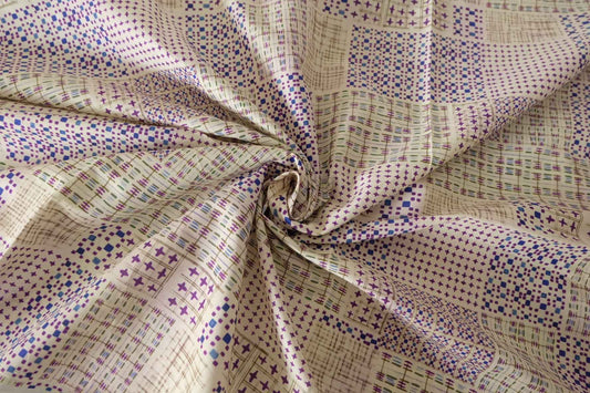Purple Patchwork Print Cotton Poplin Fabric – 2.2 yd