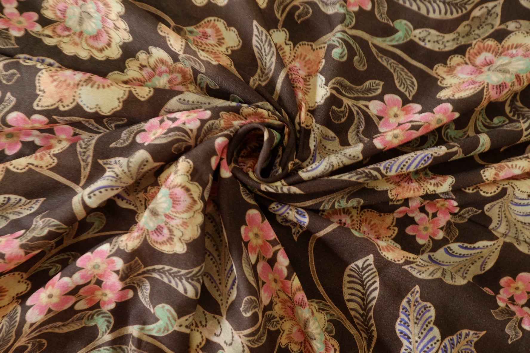 Dark Vintage Floral Lightweight Cotton Fabric – 3.3 yd