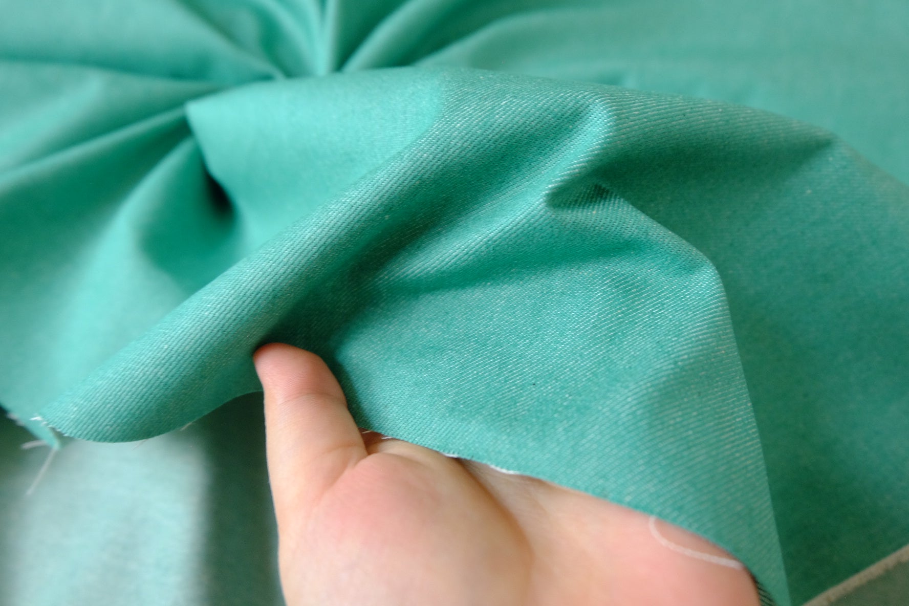 Sea Green Cotton Denim, 1.6 Yards