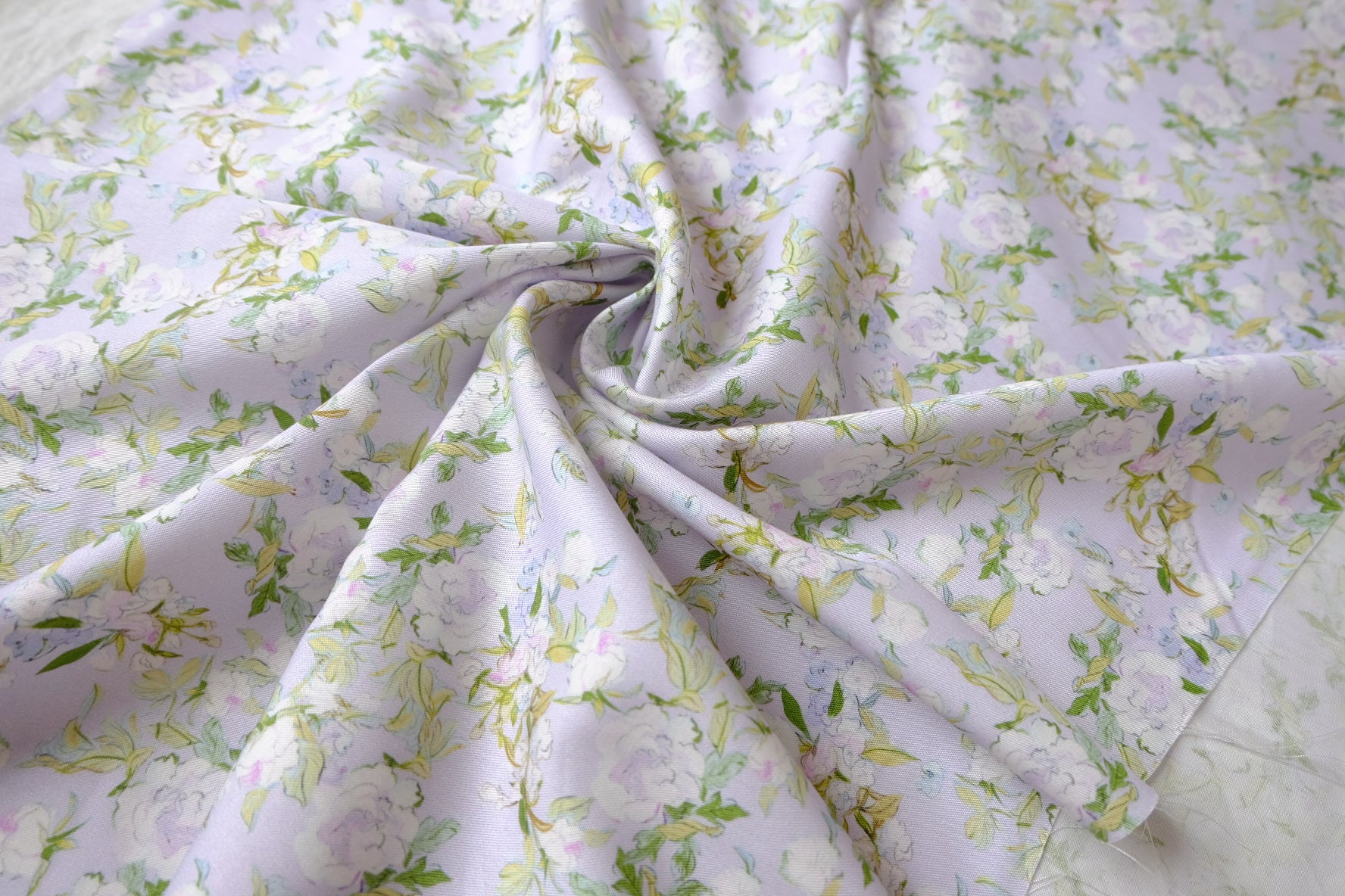 Lavender Floral Twill Tencel Fabric - 3.28 yd