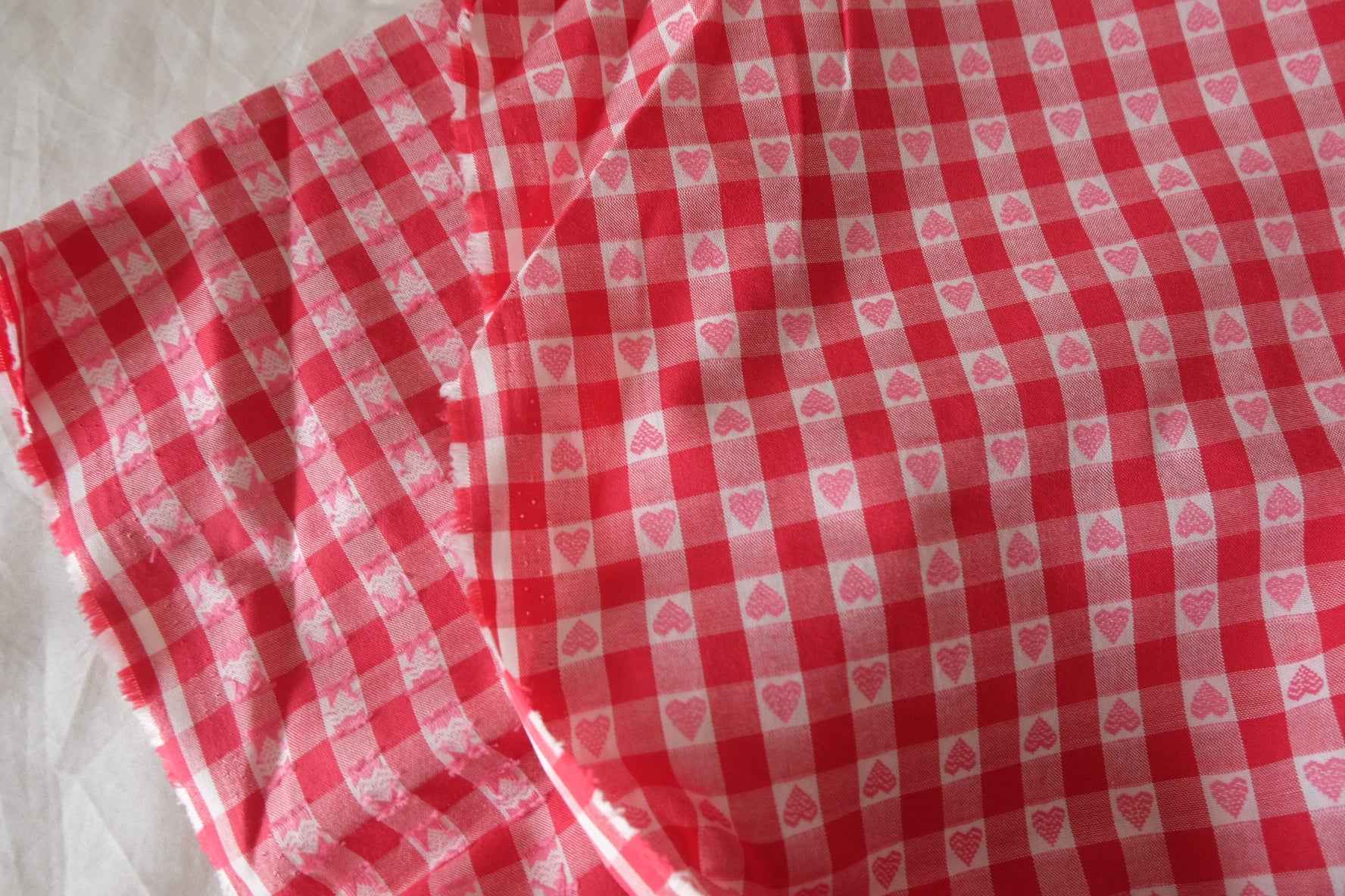 Red Heart Check Yarn Dyed Cotton Fabric – 1.6 yd
