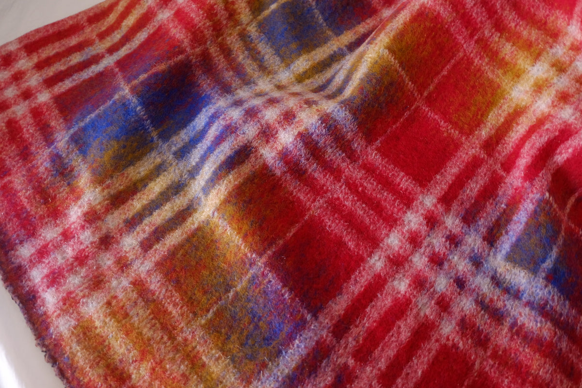 Autumn Carnival – Colorful Plaid Wool Blend Coating Fabric | 1.6 Yards