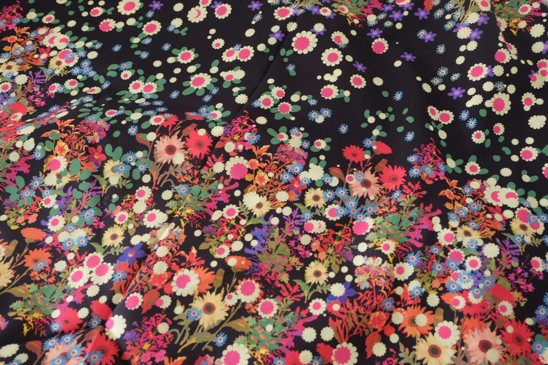 Midnight Wildflower Garden Cotton Lawn Fabric – 2.1 yd