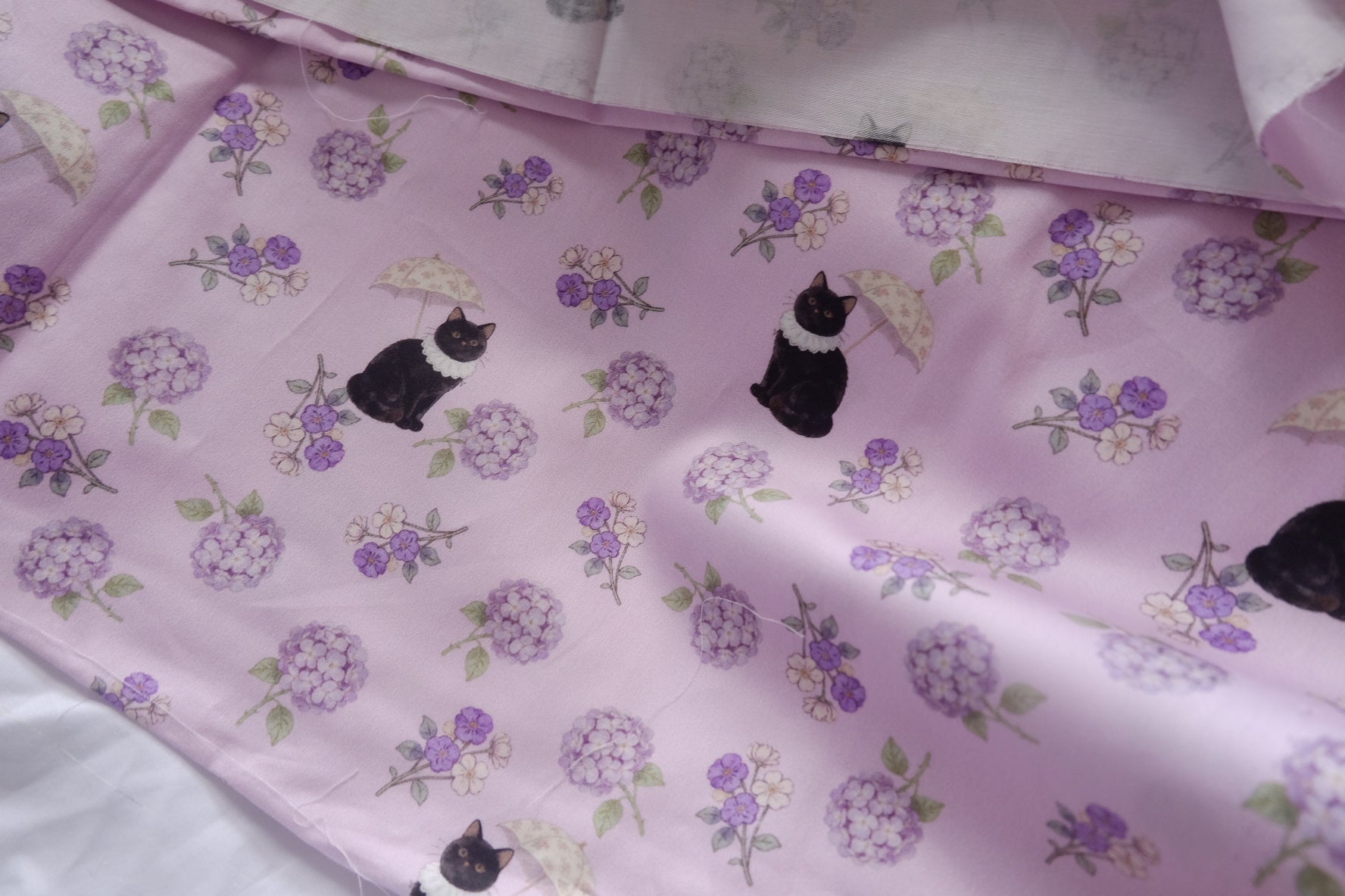 Black Cat Garden Cotton Sateen Fabric - 2.19 yd