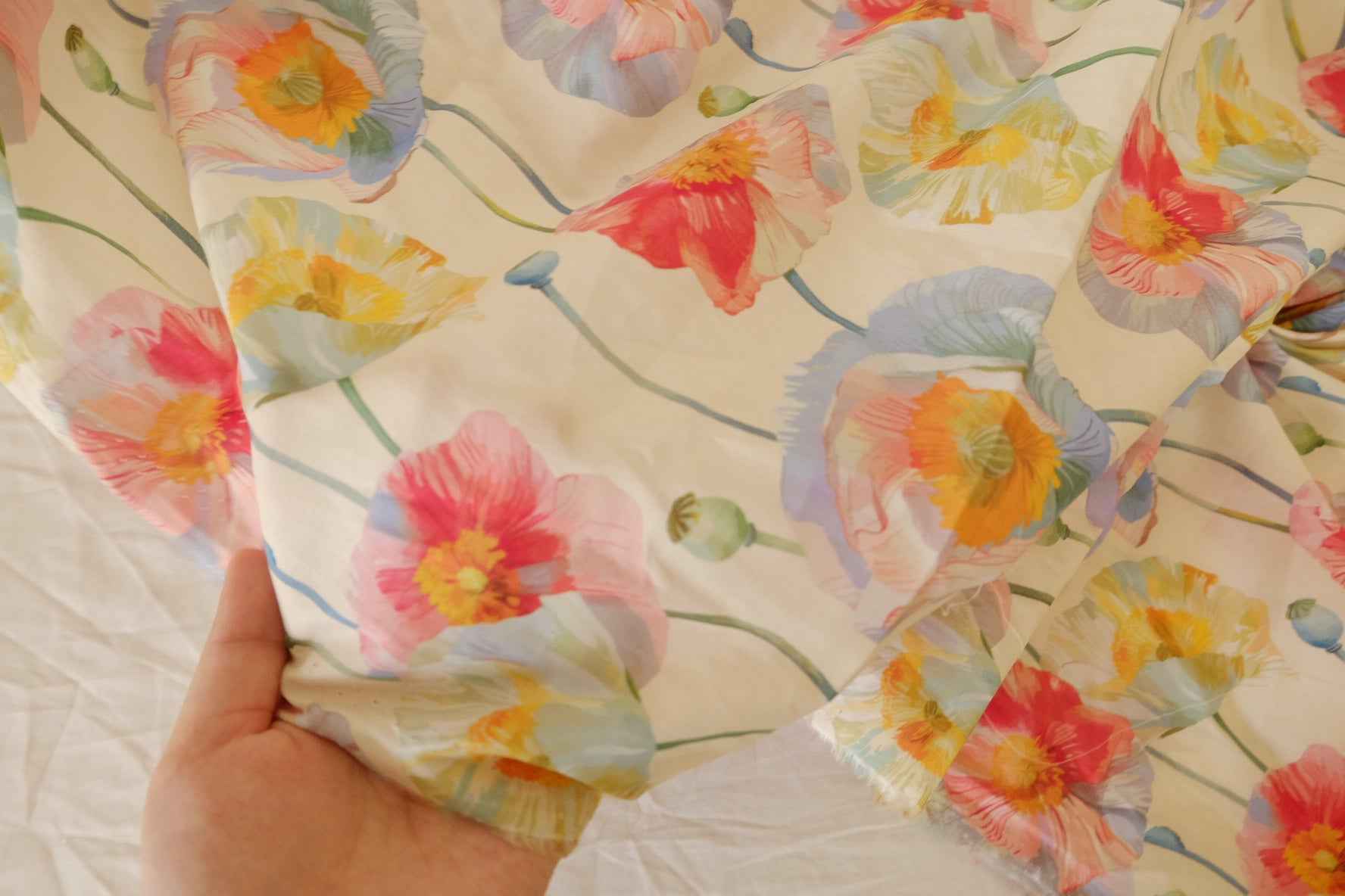 Watercolor Poppy Cotton Lawn Dress Fabric – 3.5 yd