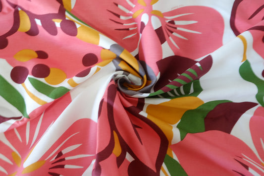 Designer Deadstock Bold Floral Linen Fabric – 1.6 yd