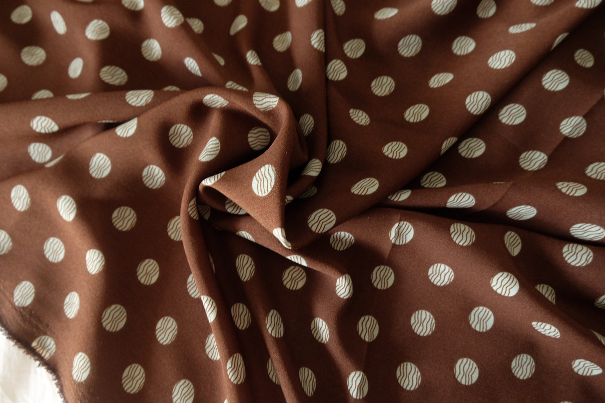 Chocolate Brown Textured Polka Dot Chiffon – 3.3 yd