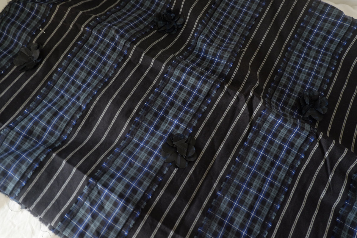 Midnight Tartan – Textured Floral Yarn-Dyed Cotton Fabric | Per Meter