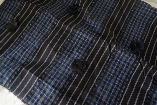 Midnight Tartan – Textured Floral Yarn-Dyed Cotton Fabric | Per Meter