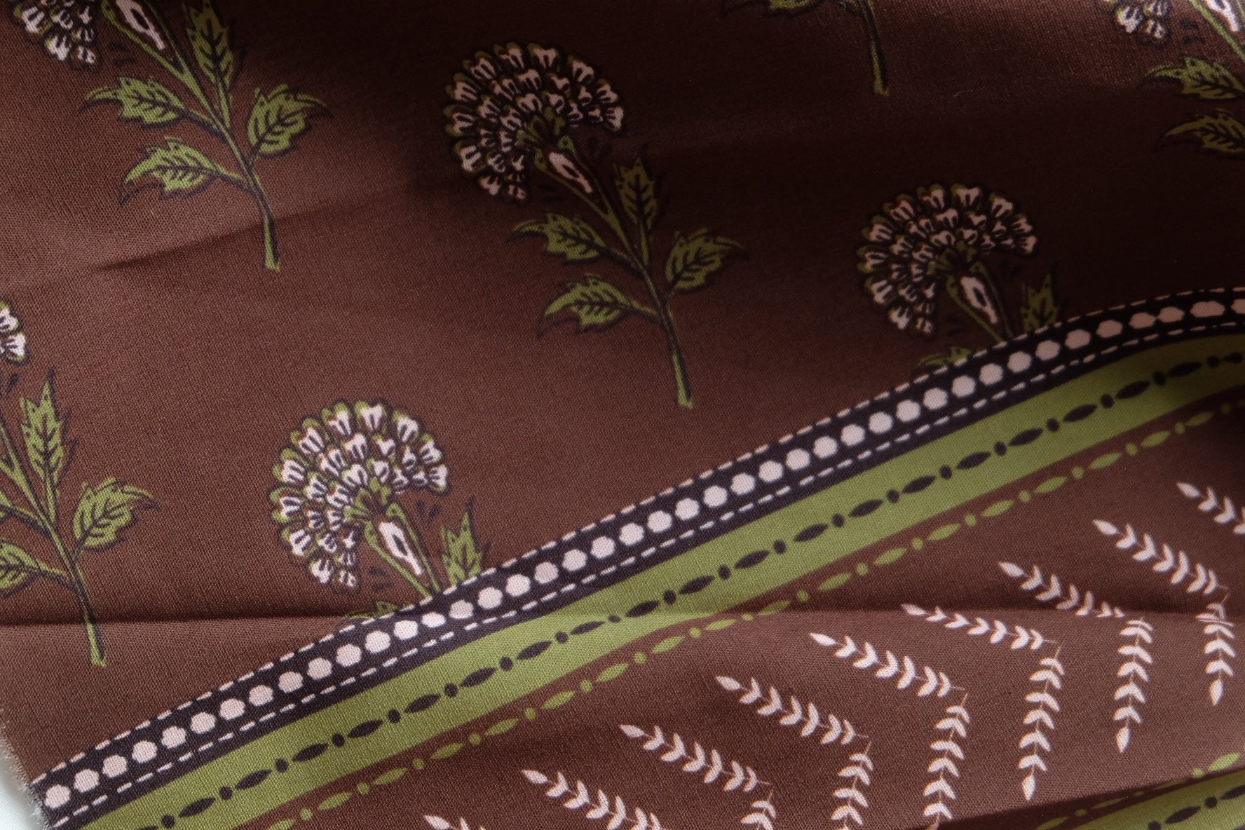 Brown Botanical Border Print Cotton – 1.6 yd