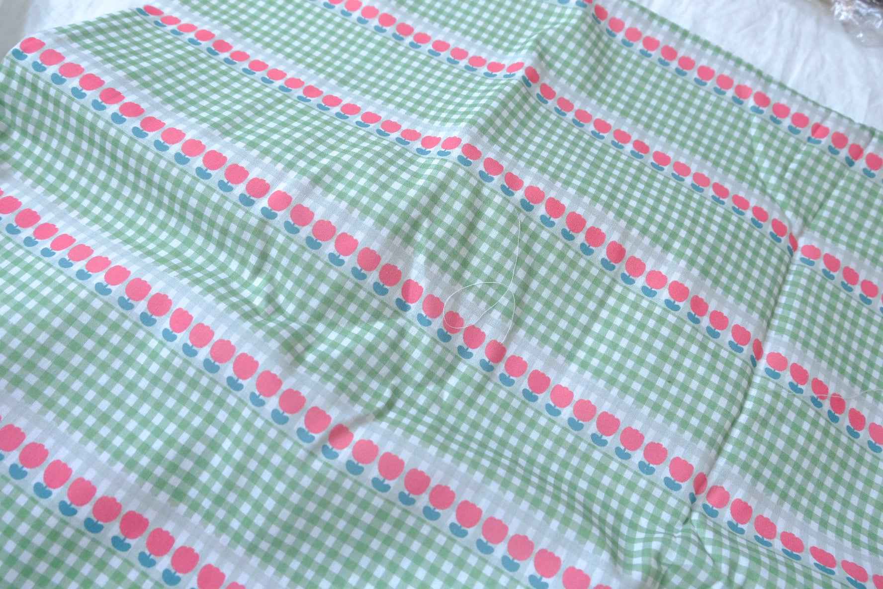 Green Gingham Tulip Cotton Fabric - 2.19 yd