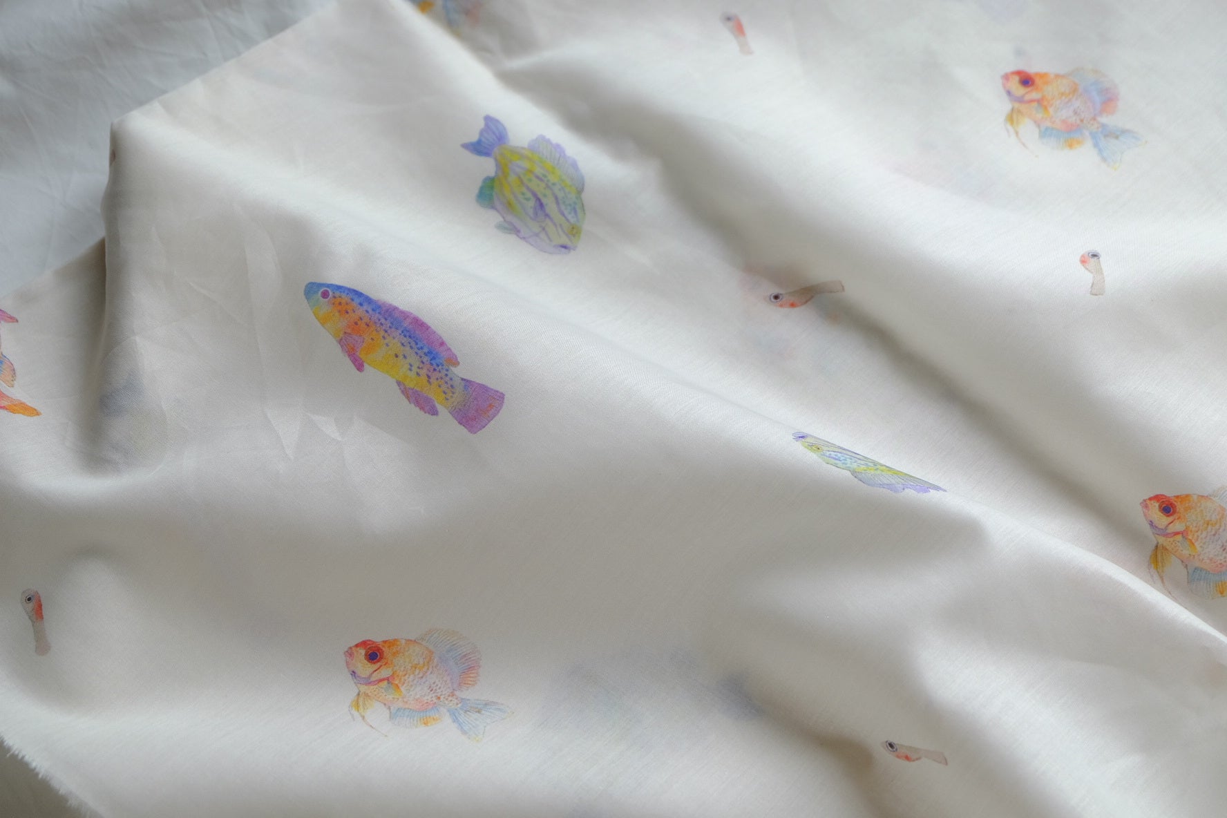Watercolor Fish 100s Cotton Lawn – 2.7 yd