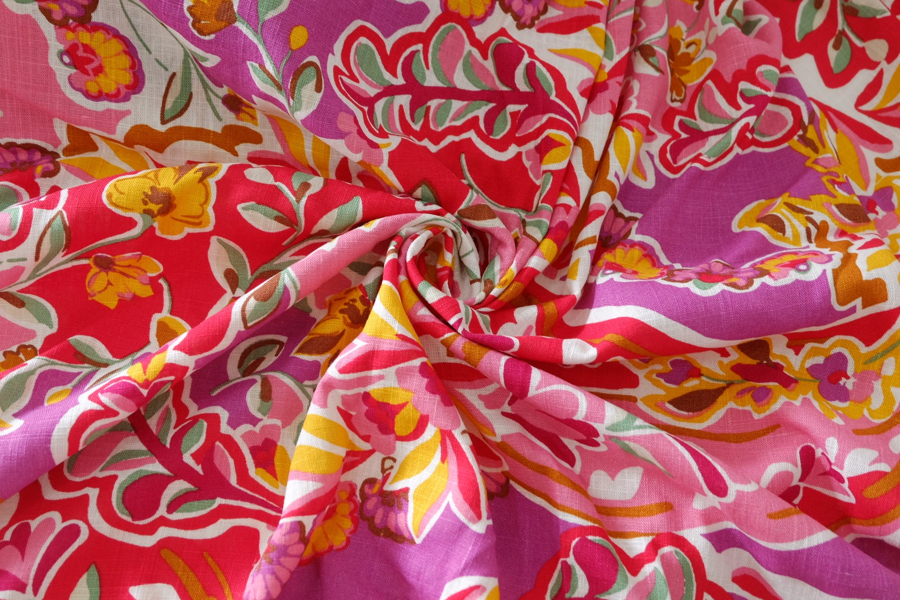 Vibrant Paisley Floral Linen Cotton – 2.2 yd
