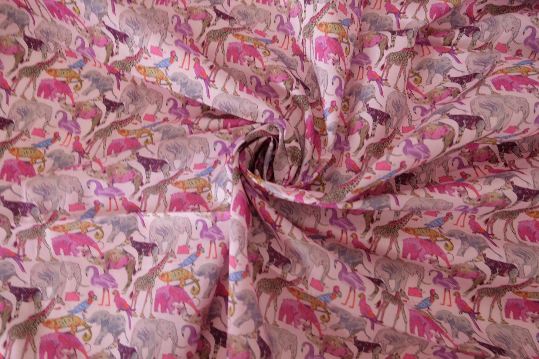 Pink Safari Animal Cotton Lawn Fabric – 2.2 yd