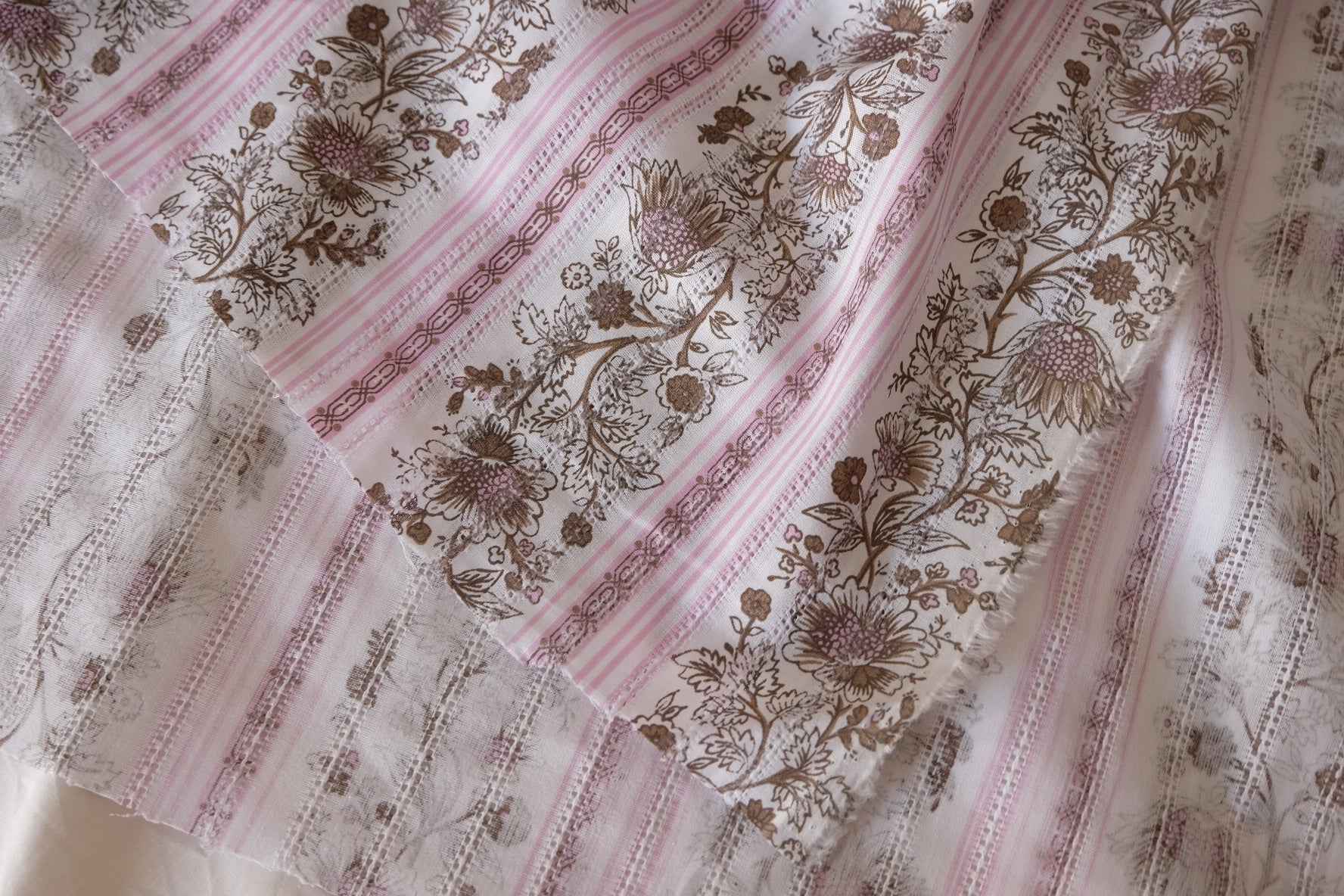 Pink Botanical Stripe Cotton Jacquard Fabric – 3.3 yd