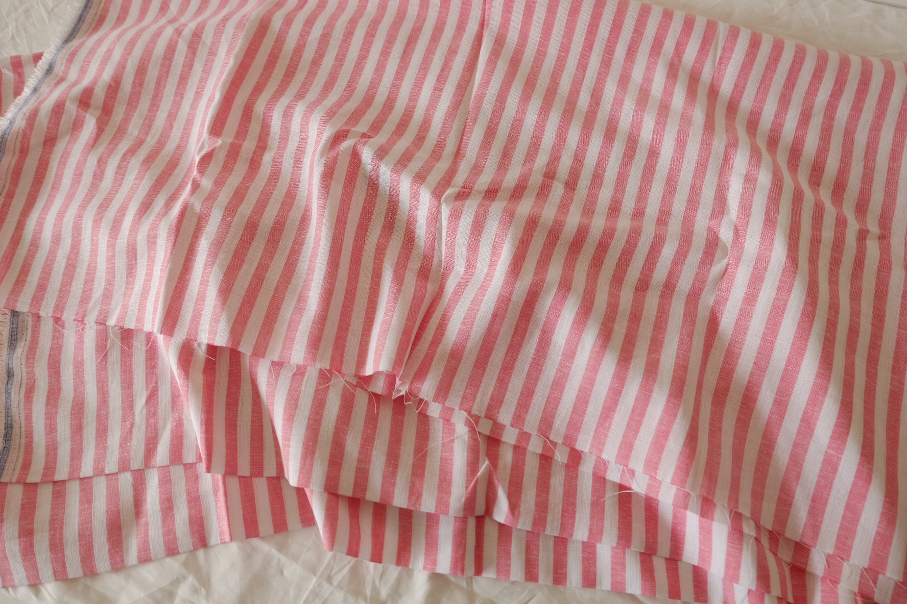 Blush Pink Striped Lightweight Pure Linen Fabric, 1.64 Yards