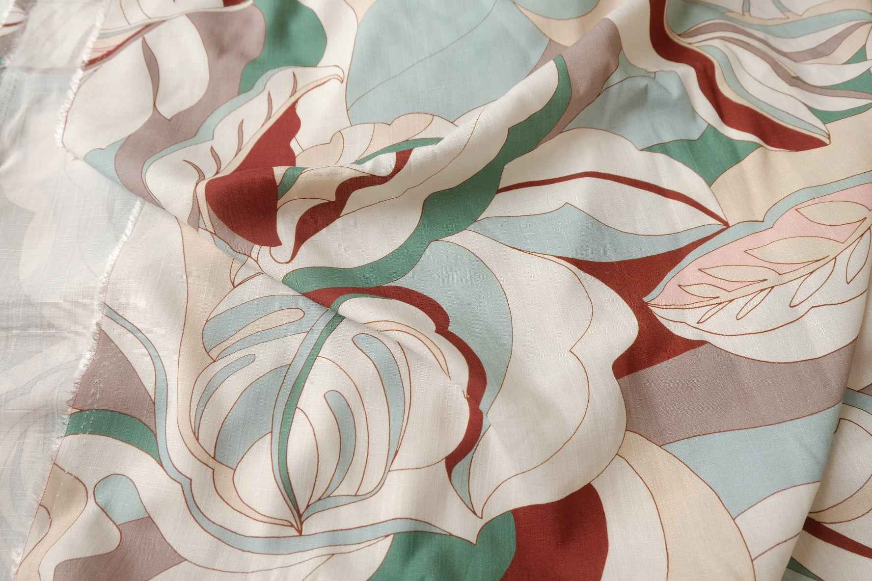 Linen-Lyocell Modern Leaf Fabric - 1.64 yd